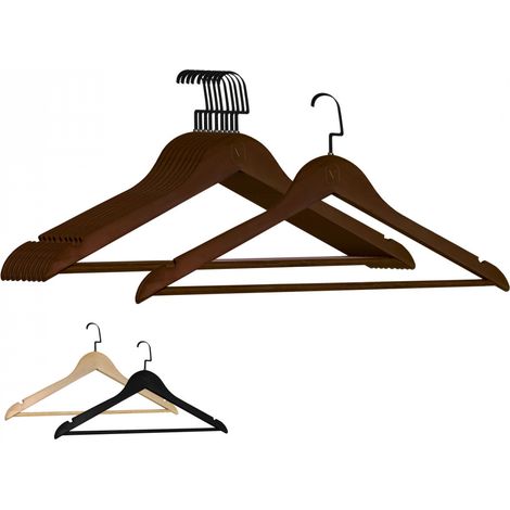 Lot de 40 cintres 44.5 cm pour vêtements adulte premium + avec crochet pivotant à 360° - Bois foncé - Vivezen