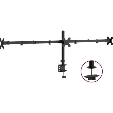 Support de moniteur triple noir acier VESA 75/100 mm (1/5)