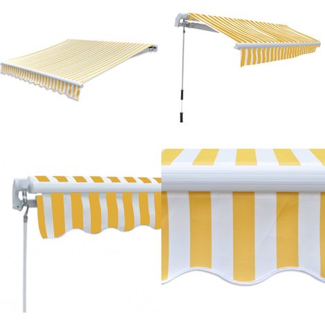 Gelenkarmmarkise Handbetrieben 300 cm Gelb/Weiß - Sonnensegel - Gartensonnenblende - Aluminiummarkise - Markise Handbetriebene - Gelbe Markise - Home & Living (1/5)