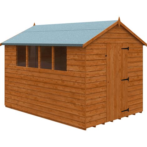 10 x 7 Feet Budget Apex 9mm Shed - Solid Wood/Softwood/Pine - L295 x W205 x H224.9 cm - Burnt Orange