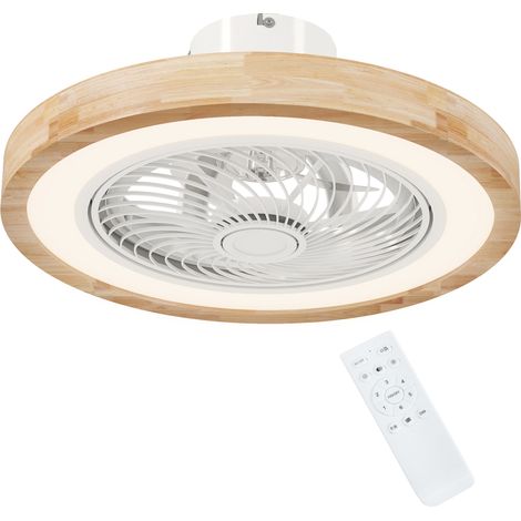 Deckenventilator mit Licht und Fernbedienung, 6 Geschwindigkeitsstufen, einstellbare Helligkeit, leiser Motor, hellbraun (1/5)