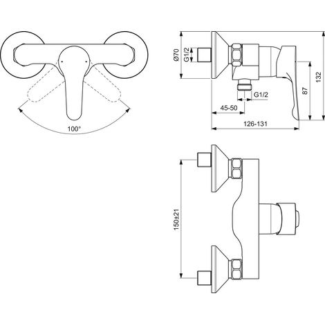 Ideal Standard Grifo de ducha EM Alpha, Cromo , BC488AA