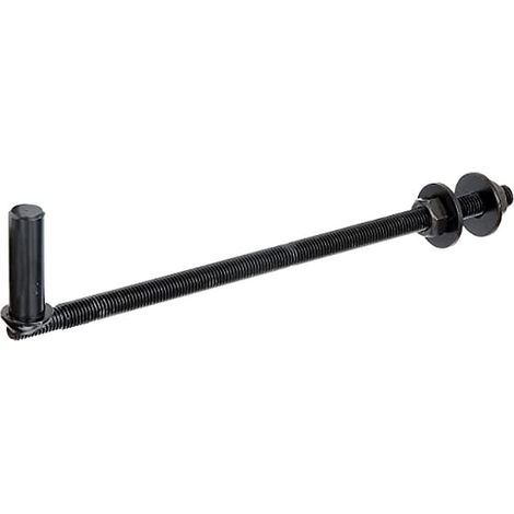 Alberts 306861 Cardine ad avvitare, gancio a J, per pali, vernice ad immersione nera, entrata Ø16 mm, lunghezza 290 mm