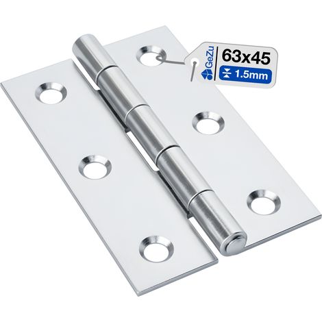 Charnière à roulement galvanoplastie 62 x 43 mm – paumelle pliante robuste en acier charnière de porte lourde pour meubles et placard – GeZu Impex