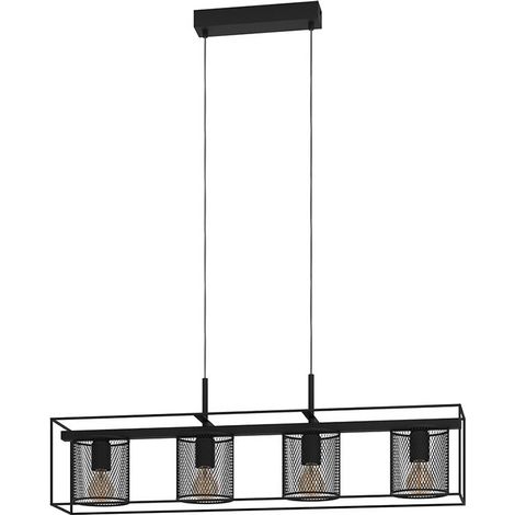 Lampada sospesa Catterick Steel Black E27 4x40W L: 91 cm B: 16,5 cm H: 110 cm Dimmabile (1/4)