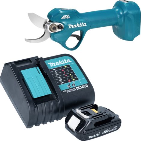 Tijeras para podar a batería Makita DUP 181 SY1 de 18 V y 30 mm sin escobillas + 1 batería de 1,5 Ah + cargador (1/5)