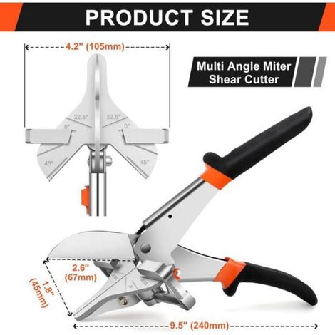 Cisaille À Onglets - Angle Réglable 22 5° À 45° - Pour Bois PVC Moulures - Lames Acier Inoxydable SK5 - 1 Pièce (1/5)