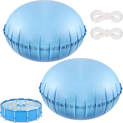 Coussin Hivernage Piscine, 2 Pièces 120x120cm Ballon Hivernage Piscine avec 2pcs 15m Cordes, Double Bord D'étanchéité Coussin Gonflable Piscines Accessoires d'hiver par Mauvais Temps (1/5)