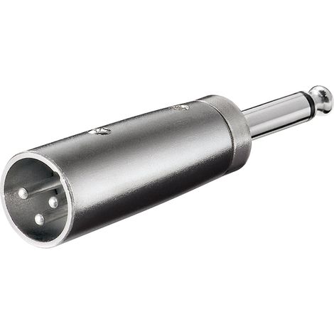 Adaptateur XLR, Jack AUX 6,35 mm Mono Fiche vers XLR Fiche, 1x fiche XLR (3 broches)  1x fiche jack 6,35 mm (2 broches, mono).