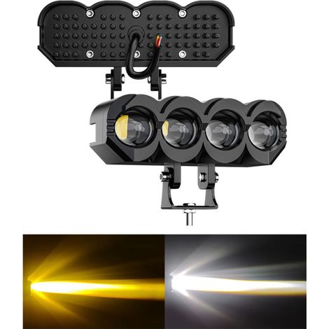 Universelle 40W LED-Halogen-Scheinwerfer Arbeitslampe Abblend-/Fernlicht weiß + gelb 9V - 85V für Jeep, Offroad, Auto, Motorrad