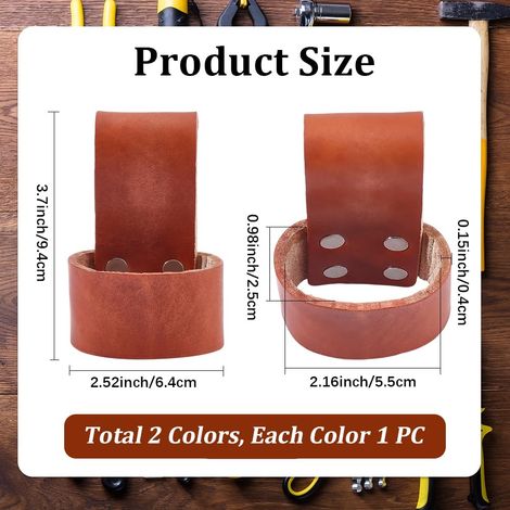 Étui pour Marteau en Cuir de Vachette (2 Couleur) avec Passant de Ceinture Petit Étui pour Hachette Porte Outil Multifonction Étui à Pression Étui pour Marteau de Pompier. (1/5)