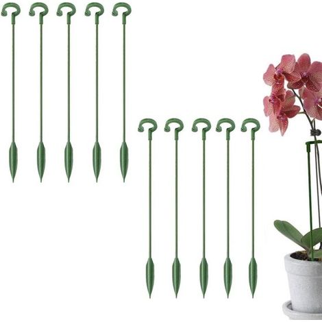 10 supports pour plantes, tuteurs de jardin réglables pour tiges individuelles, support semi-circulaire pour plantes grimpantes, pivoine, tomate, rose, 17 cm (vert) (1/5)