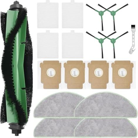 Accesorios compatibles para la aspiradora iRobot Roomba Plus 105 Combo+: repuestos, 1 cepillo principal, 4 paños de limpieza, 4 bolsas para el polvo, 4 cepillos laterales, 4 filtros.