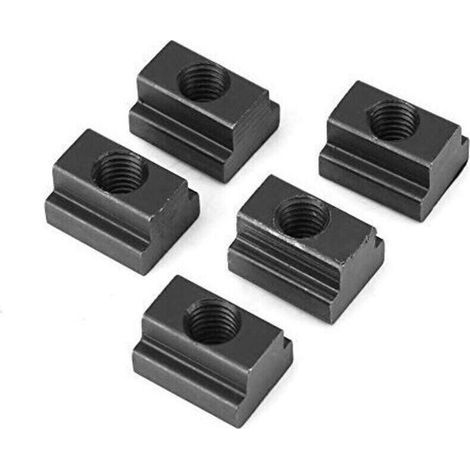 Ulisem Set of 5 T-Slot Nuts M8/M10 T-Thread Nuts with Black Oxide Finish Steel T-Slot Nuts Clamping Table Groove Nut for Connecting Other Parts (M10) (1/4)