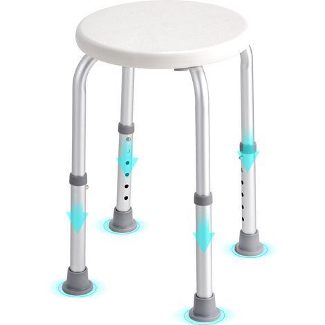 VEVOR Asiento de Ducha Antideslizante Altura Ajustable 355-480 mm Silla de Ducha Carga de 136,1 kg Silla de Baño de Aluminio y PE Ayuda para Ducha para Personas Mayores, Mujeres Embarazadas, Baño