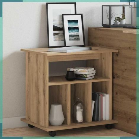 Armoire roulante - 856663 - chêne artisanal - 60 x 45 x 60 cm - 4 roulettes (2 verrouillables) (1/5)