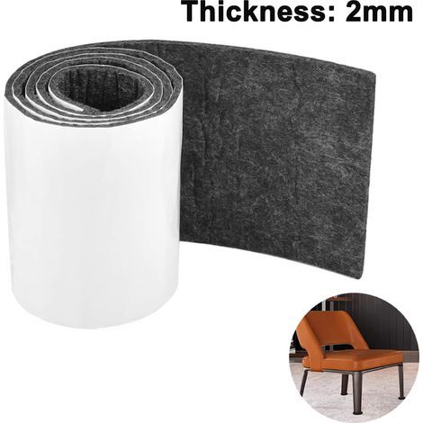 10x100cmx 2mm ruban de feutre auto-adhésif, Patin Feutre, Patins Feutres pour Meubles, planeurs de sol protection du sol pour carreaux stratifiés escaliers meubles parquet,Noir (1/5)