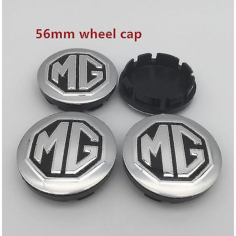 HOXILEELEO - Lot de 4 enjoliveurs centraux de roue de voiture avec logo MG, 56 mm et 60 mm, en résine, emblème et autocollant, accessoires de style, bouchon argenté de 56 mm (1/5)