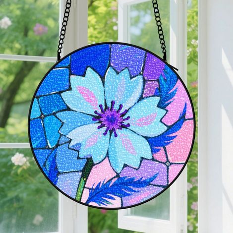 Suspension en vitrail - Attrape-soleil élégant artistique coloré, décoration intérieure unique, cadeau Noël pour femme, homme, maman 9cm (1/5)