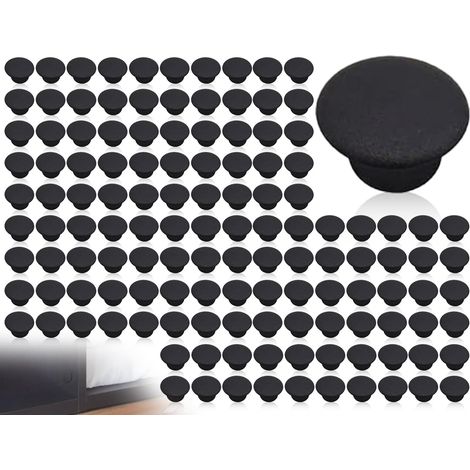 120 pièces 10mm Bouchons de Couverture Noirs Bouchons de Remplissage de Trou de Forage pour Trous de Forage vis Meubles Boucher Le Trou (1/5)