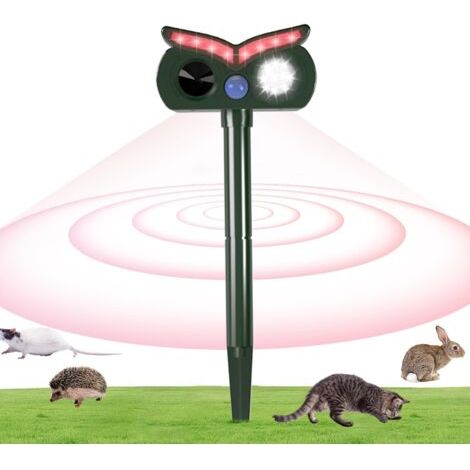 Répulseur Ultrasonique Cerfs, Repulsif Ultrason Anti Chien, Disque Avertissement en Forme De Chouette IPX4 Anti-Eau pour Lapin Écureuil Chien Jardin Potager Parterre (1/5)