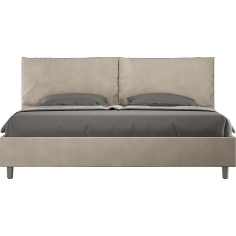 Letto matrimoniale king size senza rete imbottito 200x200 microfibra sabbia Antea Large