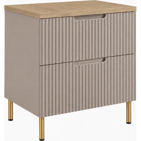 Meuble sous-vasque sur pieds 60 cm, 2 tiroirs, avec plan de travail, fermeture douce, Cachemire / Plan Marbre, pieds dorés, 60 x 46 x 73,6 cm (1/5)
