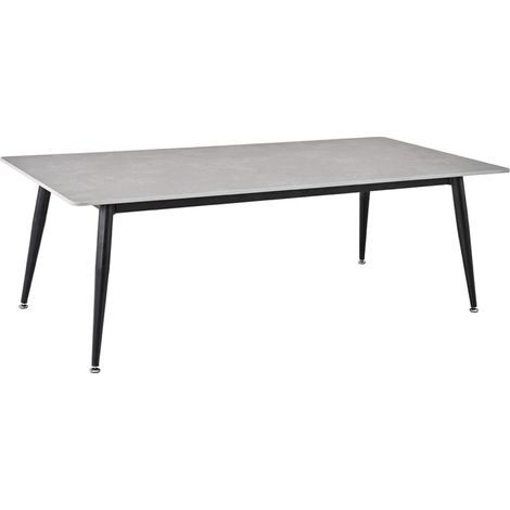 Table basse 140 cm céramique gris béton pieds métal noir - RYDER 2