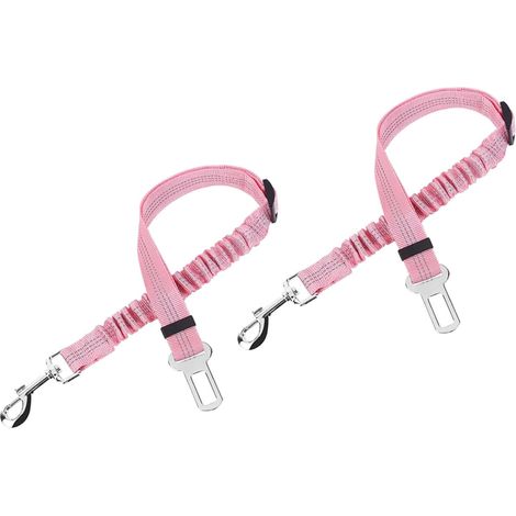 2pièces Ceinture de sécurité élastique pour animal domestique, laisse de sécurité réglable anti-choc extensible, laisse universelle pour voiture,Rose (1/5)