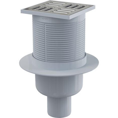 AlcaDrain Bodenablauf 105×105/50 mm mit einem senkrechten Abgang, Edelstahl Rost, Kombi-Geruchsverschluss SMART
