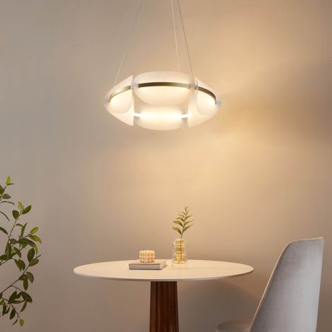 Suspension circulaire dorée LED dimmable verre dépoli 62 cm - Cristalia