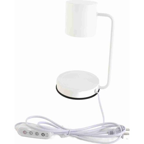 Lampe à cire parfumée à fondue en métal, dimmable, avec minuterie, idéale pour la chambre à coucher (blanche). (1/3)