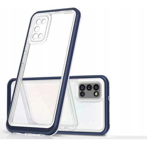 Custodia trasparente 3 in 1 per Samsung Galaxy A03s (166) cover in gel con cornice blu (1/5)