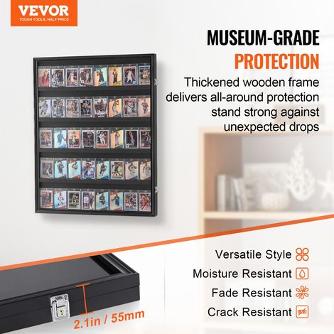 Cadre Vitrine 35 Cartes de Sport 61,7x77,5x5,5 cm Présentoir Mural pour Carte Classée, de Football, Basket-Ball, de Collection, Verre PC Transparent Protection UV 98 %, Porte Verrouillable (1/5)