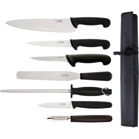 Ensemble de 7 couteaux pour débutants avec couteau de cuisinier 265mm et étui - HYGIPLAS (1/4)