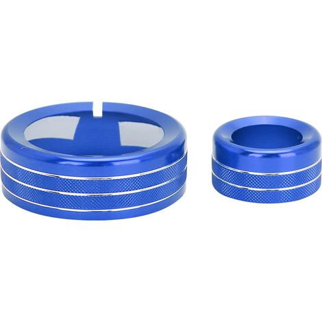 Deux anneaux décoratifs en alliage d'aluminium pour boutons de commande multimédia, compatibles avec l'Alfa Romeo Giulia/Stelvio 2020, de couleur bleue. (1/5)