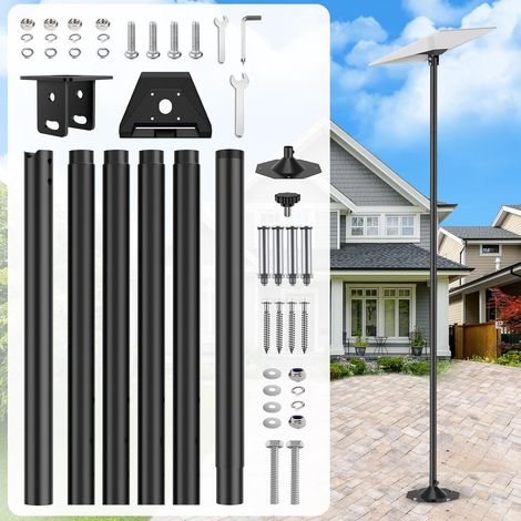 Kit de Support Longue, 7.9FT Réglable Ground Pole Mount avec Adaptateur de Tube Internet Standard pour Cour Jardin Extérieur (1/5)