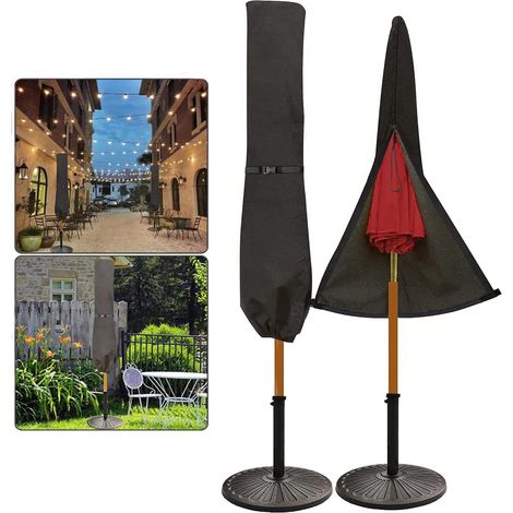 Housse de protection pour parasol d'extérieur, housse de protection zippée pour parasol de jardin tissu 210D, parasol droit, 262 x 89 cm (1/5)