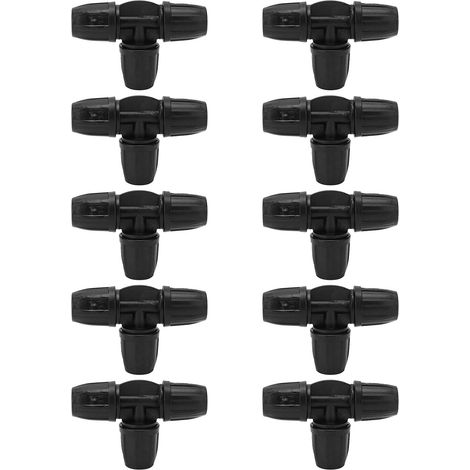 10 Pièces 8/11 té barbelé, Connecteur de Tuyau de Verrouillage, Connecteur de Tuyau, Raccord en té, Adaptateur de Connexion de Tuyaux pour L'irrigation Goutte à Goutte du Jardin (1/5)