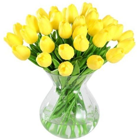 20 pcs Real Touch Latex Artificielle Tulipes Fleurs Faux Tulipes Fleurs Bouquets De Mariage pour Mariage Maison Jardin Décoration Jaune (1/4)