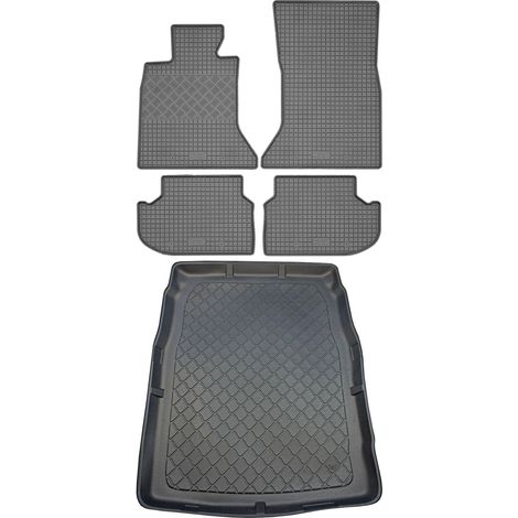 BMW Serie 5 F10 Sedán (4 puertas) de marzo de 2013 a enero de 2017. Juego de alfombrillas de goma para coche y alfombrilla para maletero.
