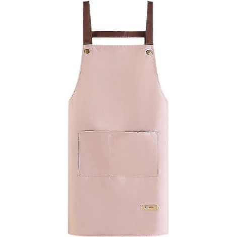 Tablier de cuisine respirant et imperméable en PVC, à bretelles réglables, pour adulte, idéal pour le nettoyage et la cuisine.-Pink