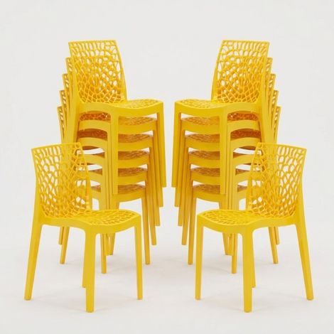 Lot de 22 Chaises Gruvyer Grand Soleil nid d'abeille colorées promo prix stock - Jaune (1/5)