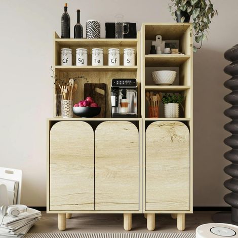 Vaisselier cuisine effet bois 3 portes courbes VAREN