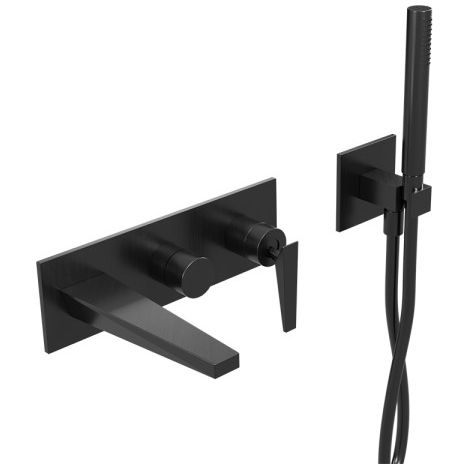 Facade Encastrée Bain Douche 2 Sorties Fractal Chromé Noir Brossé - CRISTINA ONDYNA FT10275