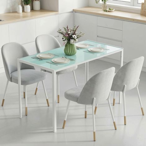 Table à manger, table de cuisine, grande table, design moderne, 120 cm x 60 cm x 75 cm, blanche (1/5)