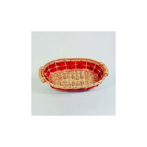 Cesta mimbre ovalada con asas Rojo Natural 56x39x h14 cm