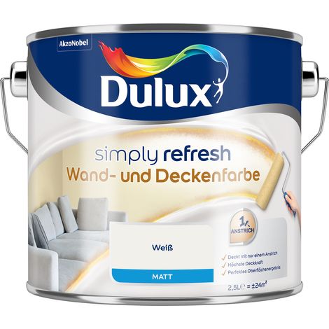 Dulux Simply Refresh Wand und Deckenfarbe - Weiss - 2,5 l - Erfrischende, langlebige Innenfarbe für ein schönes Zuhause