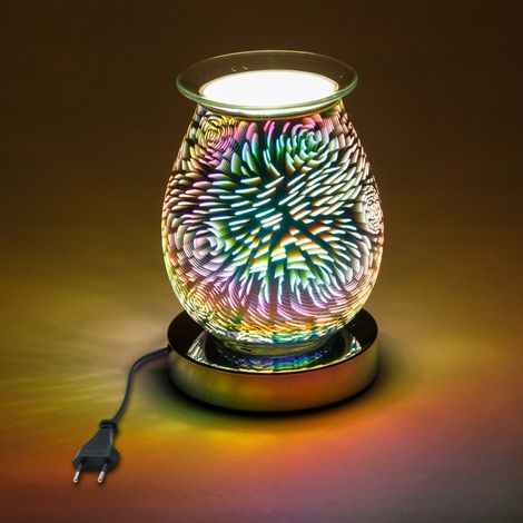 Calentador de cera de cristal 3D con luz nocturna, control táctil y distribución de fragancia multicolor – decoración para el dormitorio (1/5)