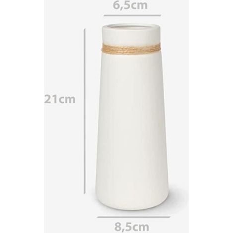 Vase en Céramique pour Herbe de la Pampa, Vase à Fleurs Blanc comme Décoration Moderne de Salon Bobo, Vase de 21 cm, blanc m (1/4)